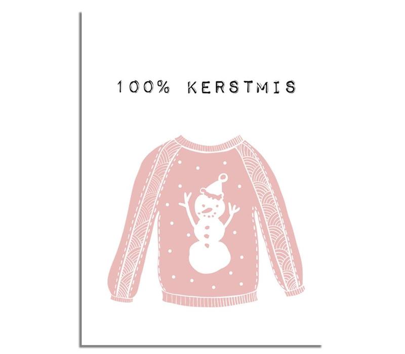 Weihnachtsposter 100% Weihnachten - Weihnachtsdekoration - Rosa