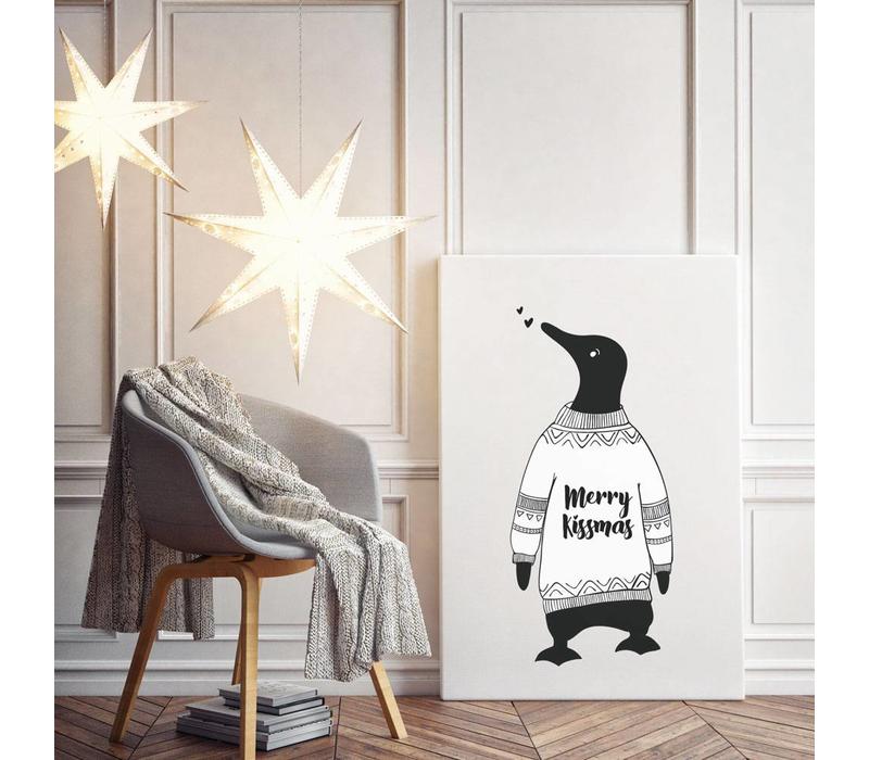 Weihnachtsposter Merry Kissmass - Weihnachtsdekoration - Schwarz-Weiß