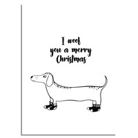 Weihnachtsposter I you woof a merry Christmas - Weihnachtsdekoration - Schwarz-Weiß