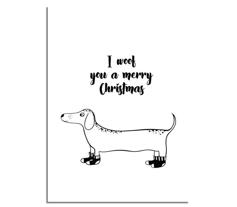 Weihnachtsposter I you woof a merry Christmas - Weihnachtsdekoration - Schwarz-Weiß