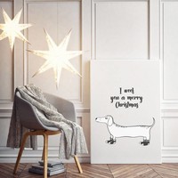 Weihnachtsposter I you woof a merry Christmas - Weihnachtsdekoration - Schwarz-Weiß