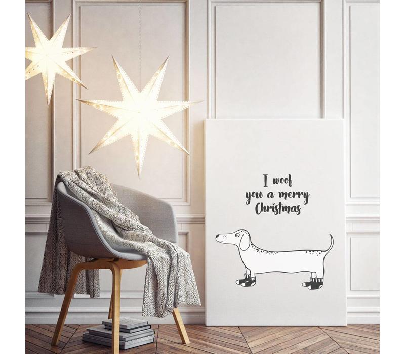 Weihnachtsposter I you woof a merry Christmas - Weihnachtsdekoration - Schwarz-Weiß