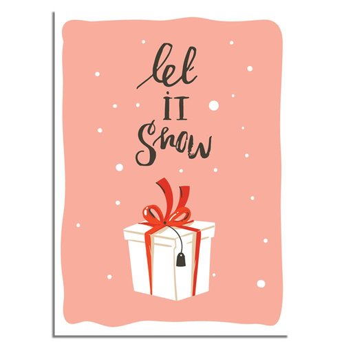 Kerstposter Let it snow - Kerstdecoratie Kleurrijk 