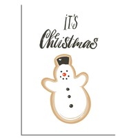 Kerstposter It's Christmas Sneeuwpop  - Kerstdecoratie Kleurrijk