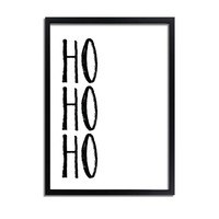 Weihnachtsposter Ho Ho Ho - Weihnachtsdekoration Schwarz-Weiß