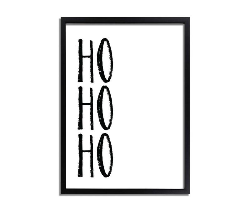 Weihnachtsposter Ho Ho Ho - Weihnachtsdekoration Schwarz-Weiß