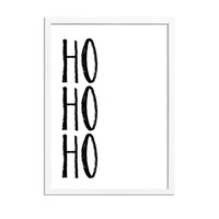Weihnachtsposter Ho Ho Ho - Weihnachtsdekoration Schwarz-Weiß
