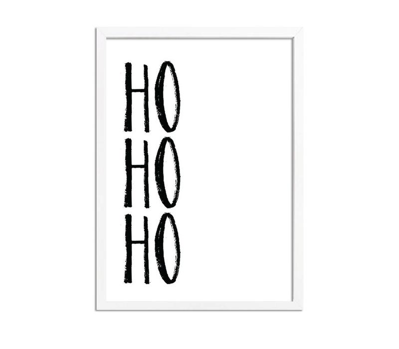 Weihnachtsposter Ho Ho Ho - Weihnachtsdekoration Schwarz-Weiß