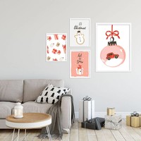 Weihnachtsposter Rotes Auto - Weihnachtsdekoration Farbenfroh