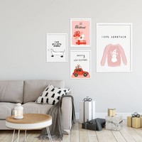 Weihnachtsposter 100% Weihnachten - Weihnachtsdekoration - Rosa