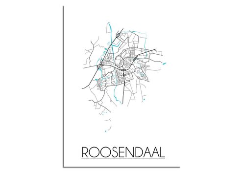 DesignClaud Grundriss Stadtplan Roosendaal - Wanddekoration - Schwarz-Weiß-Blau