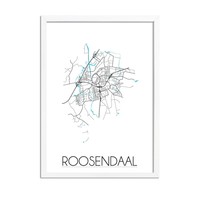Grundriss Stadtplan Roosendaal - Wanddekoration - Schwarz-Weiß-Blau