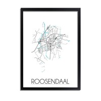 Grundriss Stadtplan Roosendaal - Wanddekoration - Schwarz-Weiß-Blau