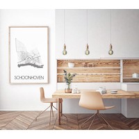 Grundriss Stadtplan Schoonhoven - Wanddekoration - Schwarz-Weiß-Grau