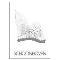 Grundriss Stadtplan Schoonhoven - Wanddekoration - Schwarz-Weiß-Grau
