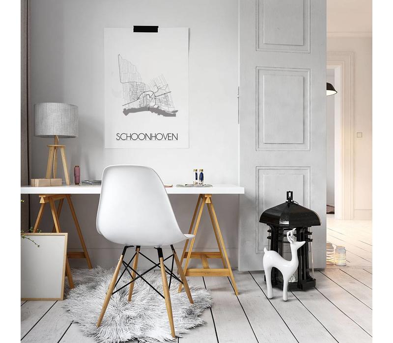 Grundriss Stadtplan Schoonhoven - Wanddekoration - Schwarz-Weiß-Grau