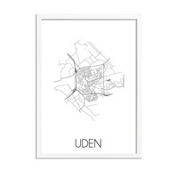 Grundriss Stadtplan Uden - Wanddekoration - Schwarz-Weiß-Grau