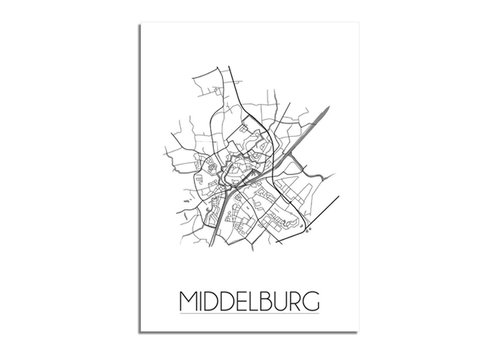 DesignClaud Karte Middelburg Stadtplan Poster -  Grau