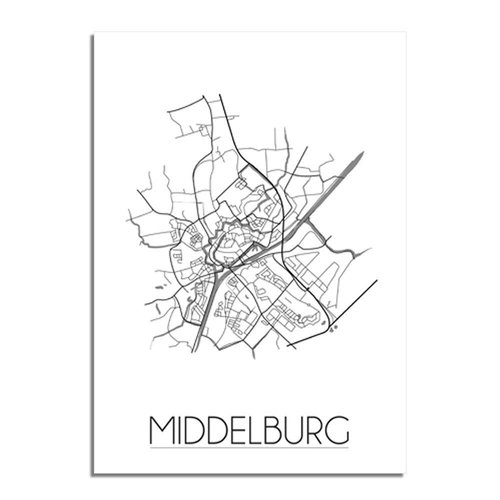 Karte Middelburg Stadtplan Poster -  Grau 