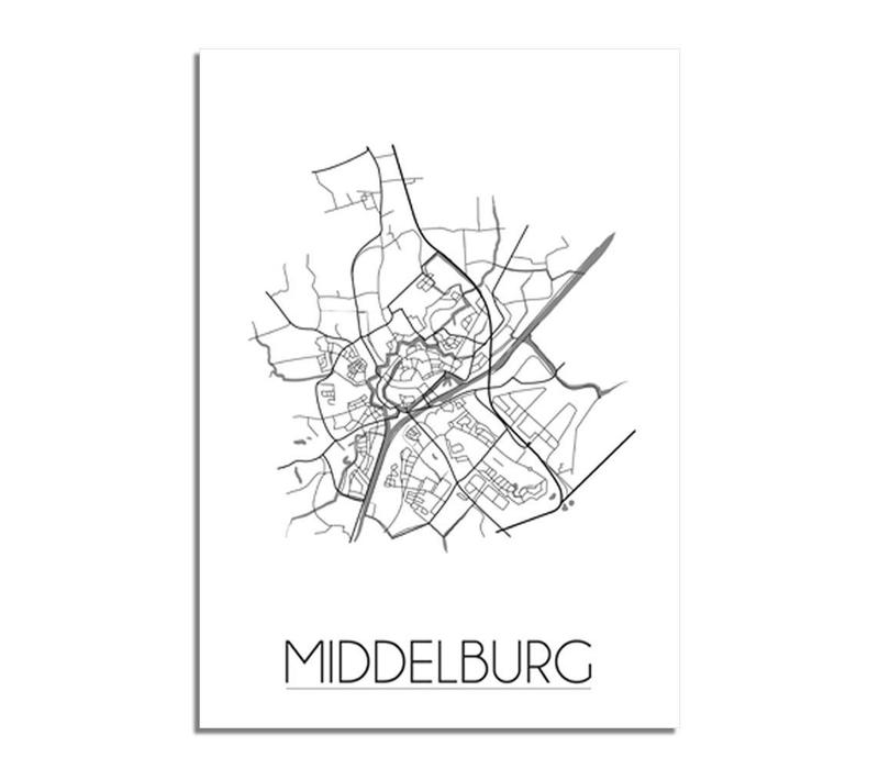 Karte Middelburg Stadtplan Poster -  Grau