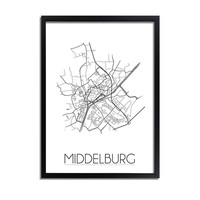 Karte Middelburg Stadtplan Poster -  Grau