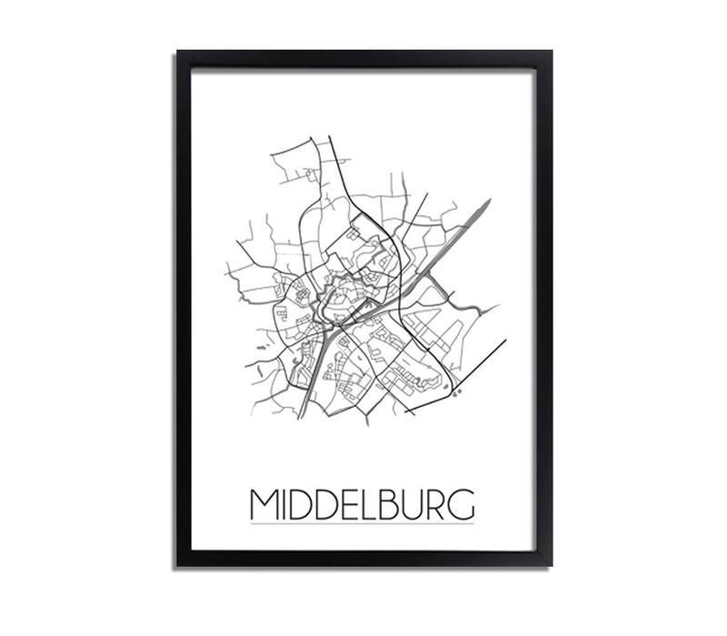 Karte Middelburg Stadtplan Poster -  Grau