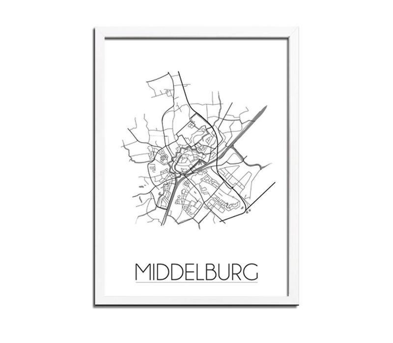 Karte Middelburg Stadtplan Poster -  Grau