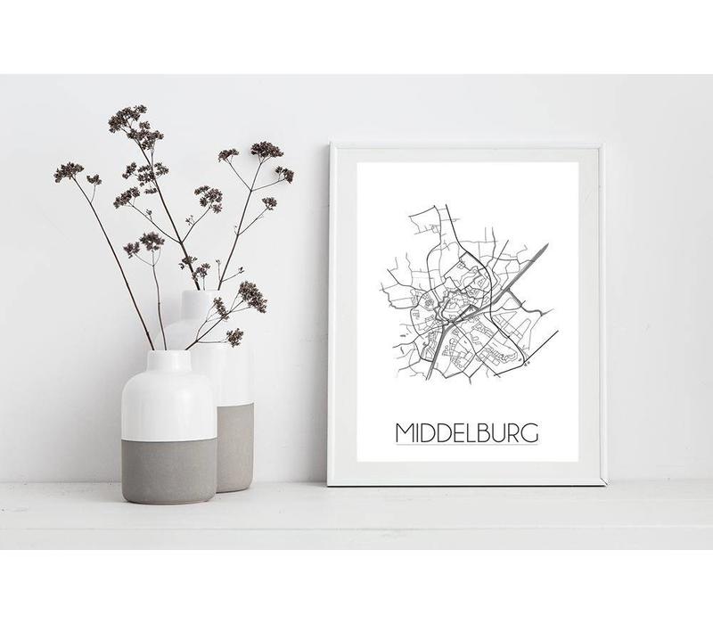 Karte Middelburg Stadtplan Poster -  Grau