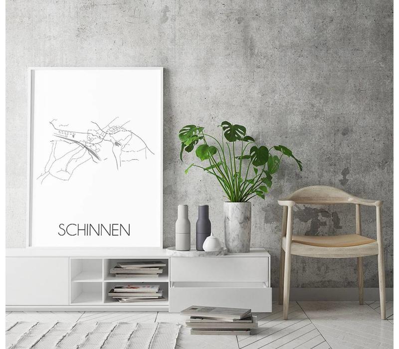 Grundriss Stadtplan Schinnen plakat - Schwarz Weiß Grau