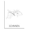 DesignClaud Grundriss Stadtplan Schinnen plakat - Schwarz Weiß Grau