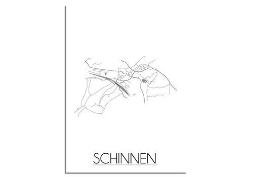 DesignClaud Grundriss Stadtplan Schinnen plakat - Schwarz Weiß Grau