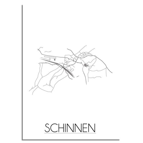 Grundriss Stadtplan Schinnen plakat - Schwarz Weiß Grau 