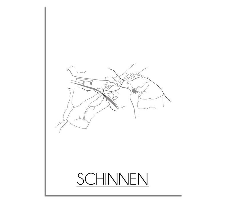 Grundriss Stadtplan Schinnen plakat - Schwarz Weiß Grau