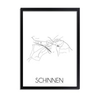 Grundriss Stadtplan Schinnen plakat - Schwarz Weiß Grau