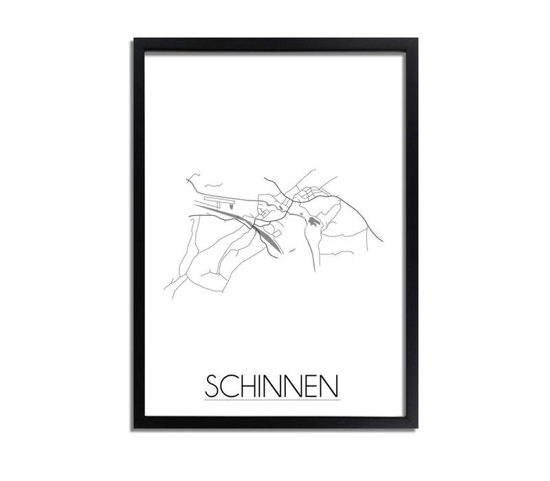 Grundriss Stadtplan Schinnen plakat - Schwarz Weiß Grau