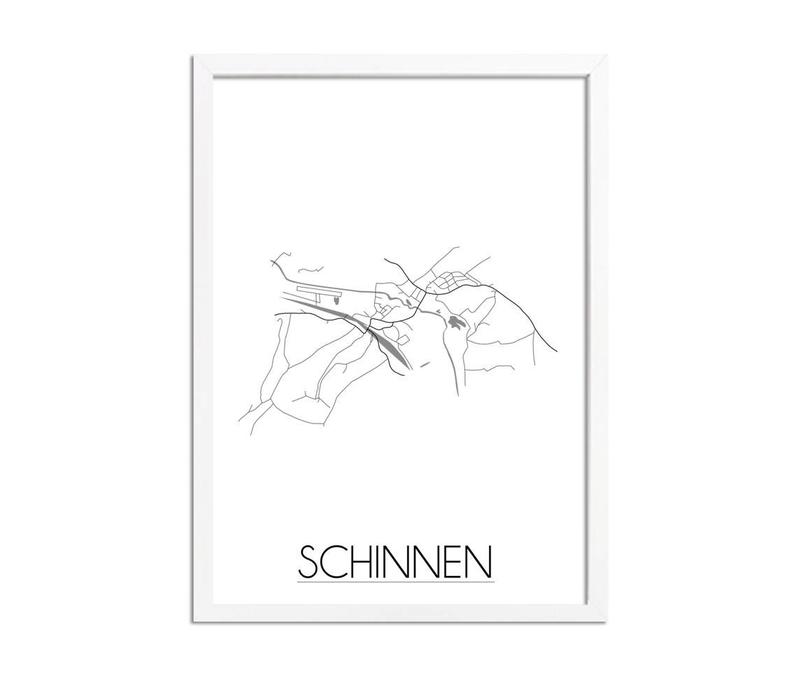 Grundriss Stadtplan Schinnen plakat - Schwarz Weiß Grau