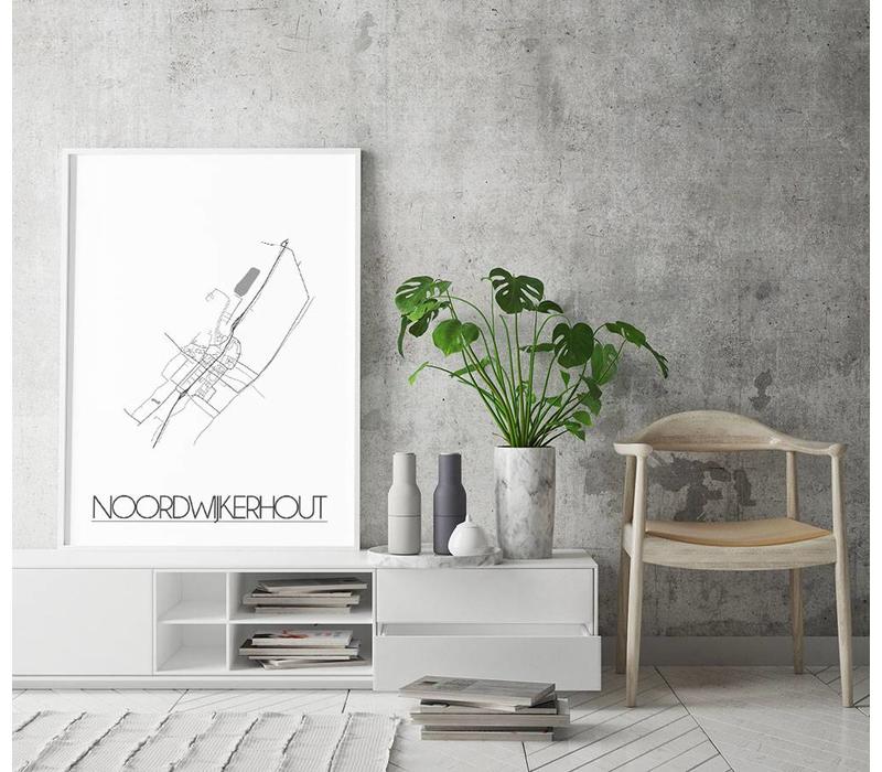 Grundriss Stadtplan Noordwijkerhout plakat - Schwarz Weiß Grau