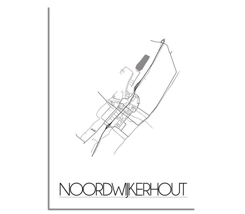 Grundriss Stadtplan Noordwijkerhout plakat - Schwarz Weiß Grau