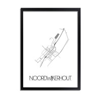 Grundriss Stadtplan Noordwijkerhout plakat - Schwarz Weiß Grau