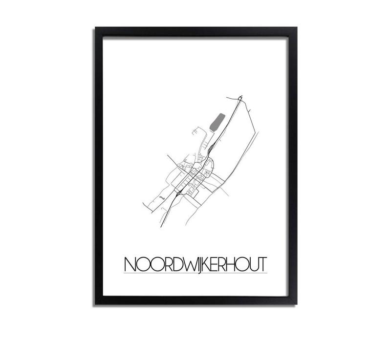 Grundriss Stadtplan Noordwijkerhout plakat - Schwarz Weiß Grau