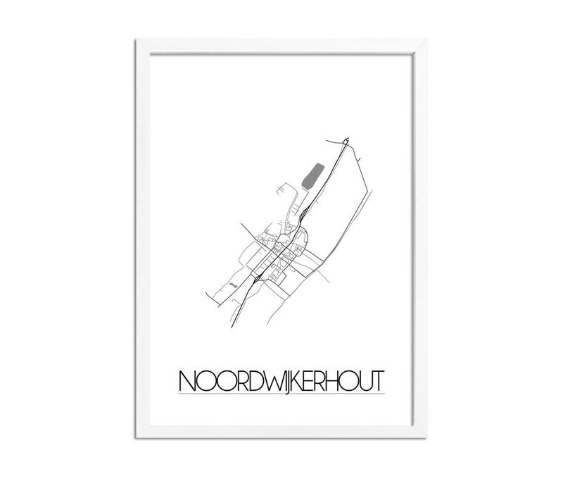 Grundriss Stadtplan Noordwijkerhout plakat - Schwarz Weiß Grau