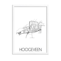 Grundriss Stadtplan Hoogeveen plakat - Schwarz Weiß Grau