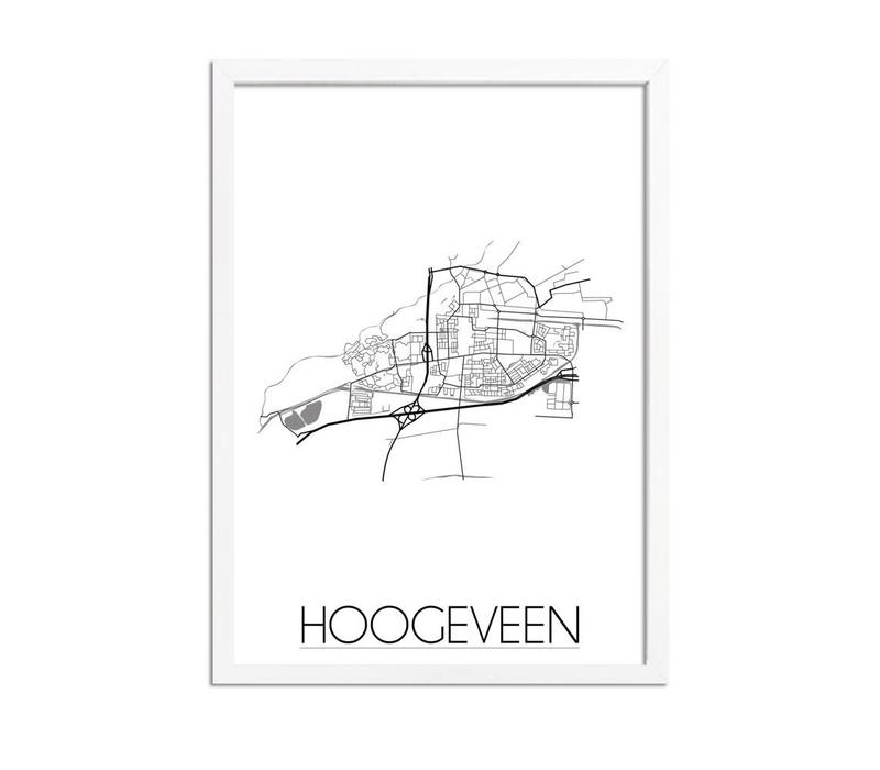 Grundriss Stadtplan Hoogeveen plakat - Schwarz Weiß Grau