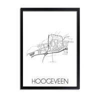 Grundriss Stadtplan Hoogeveen plakat - Schwarz Weiß Grau