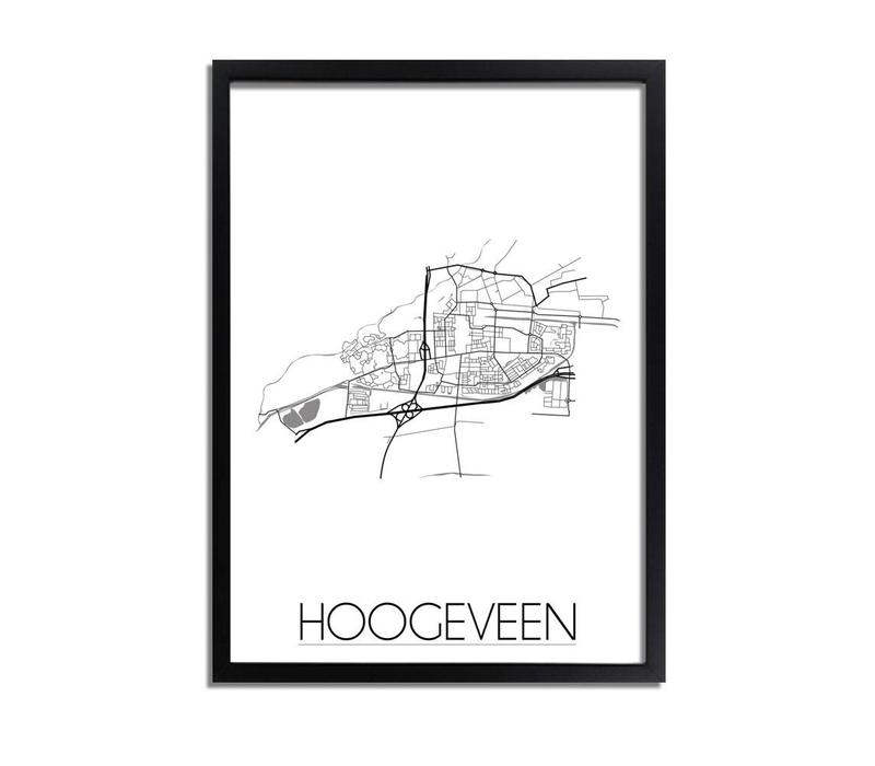 Grundriss Stadtplan Hoogeveen plakat - Schwarz Weiß Grau