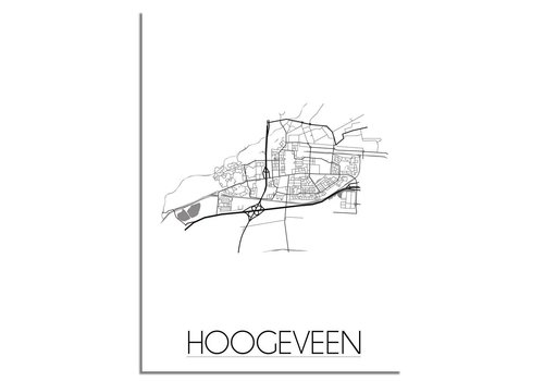 DesignClaud Grundriss Stadtplan Hoogeveen plakat - Schwarz Weiß Grau