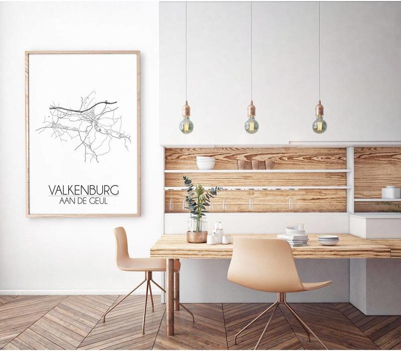 Grundriss Stadtplan Valkenburg aan de Geul plakat - Schwarz Weiß Grau