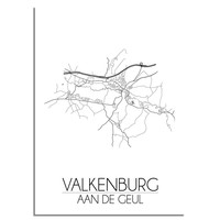 Grundriss Stadtplan Valkenburg aan de Geul plakat - Schwarz Weiß Grau
