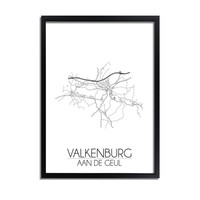 Grundriss Stadtplan Valkenburg aan de Geul plakat - Schwarz Weiß Grau