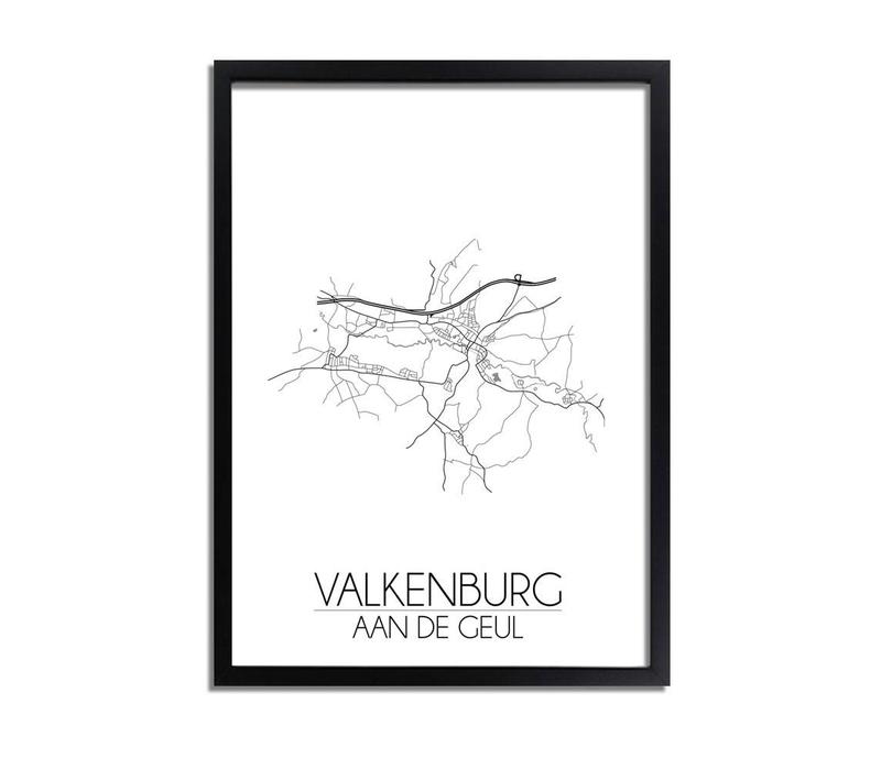 Grundriss Stadtplan Valkenburg aan de Geul plakat - Schwarz Weiß Grau